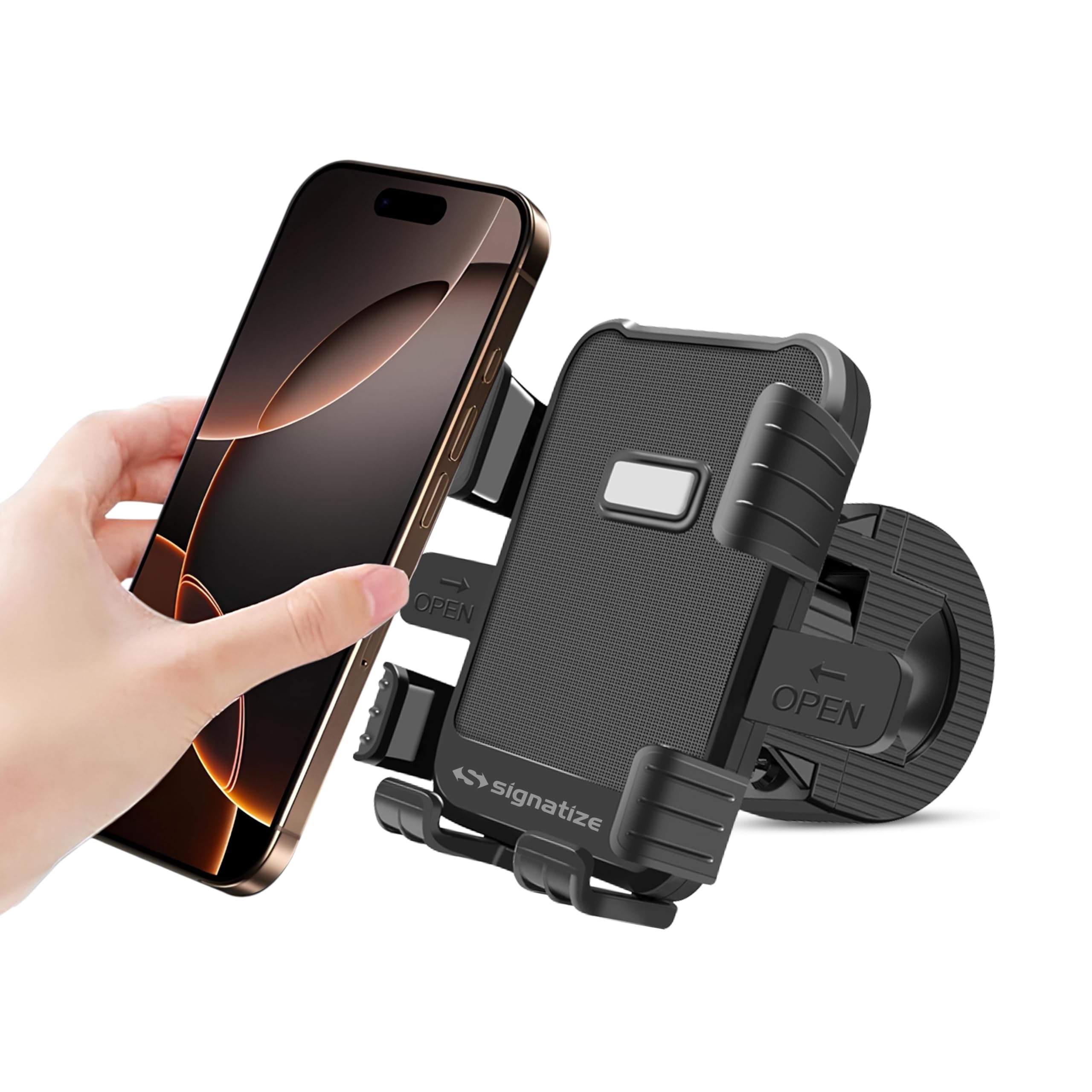 SIGNATIZE Mobile Holder for Bike with One-Touch Lock, 360° Rotating Adjustable Phone Mount Handlebar, Heavy Duty Shockproof Mobile Stand for Motorcycles,Universal Anti-Slip Bike Mobile Holder-image-9