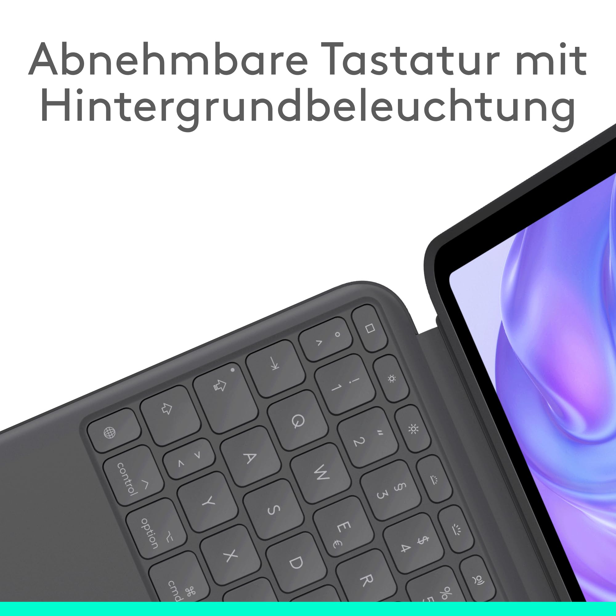 Logitech Combo Touch iPad Pro 11 Zoll (M4 und M5) (2024 und 2025) Tastatur-Case – Abnehmbare Tastatur mit Hintergrundbeleuchtung und Halterung, komfortables Tippen, Multi-Use-Modus,DEU QWERTZ- Graphit