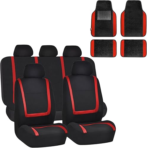 Miniatura 13 de FH Group Cubiertas únicas para asientos de tela plana con alfombrillas de piso de primera calidad - Compatibles con la mayoría de autos, camiones