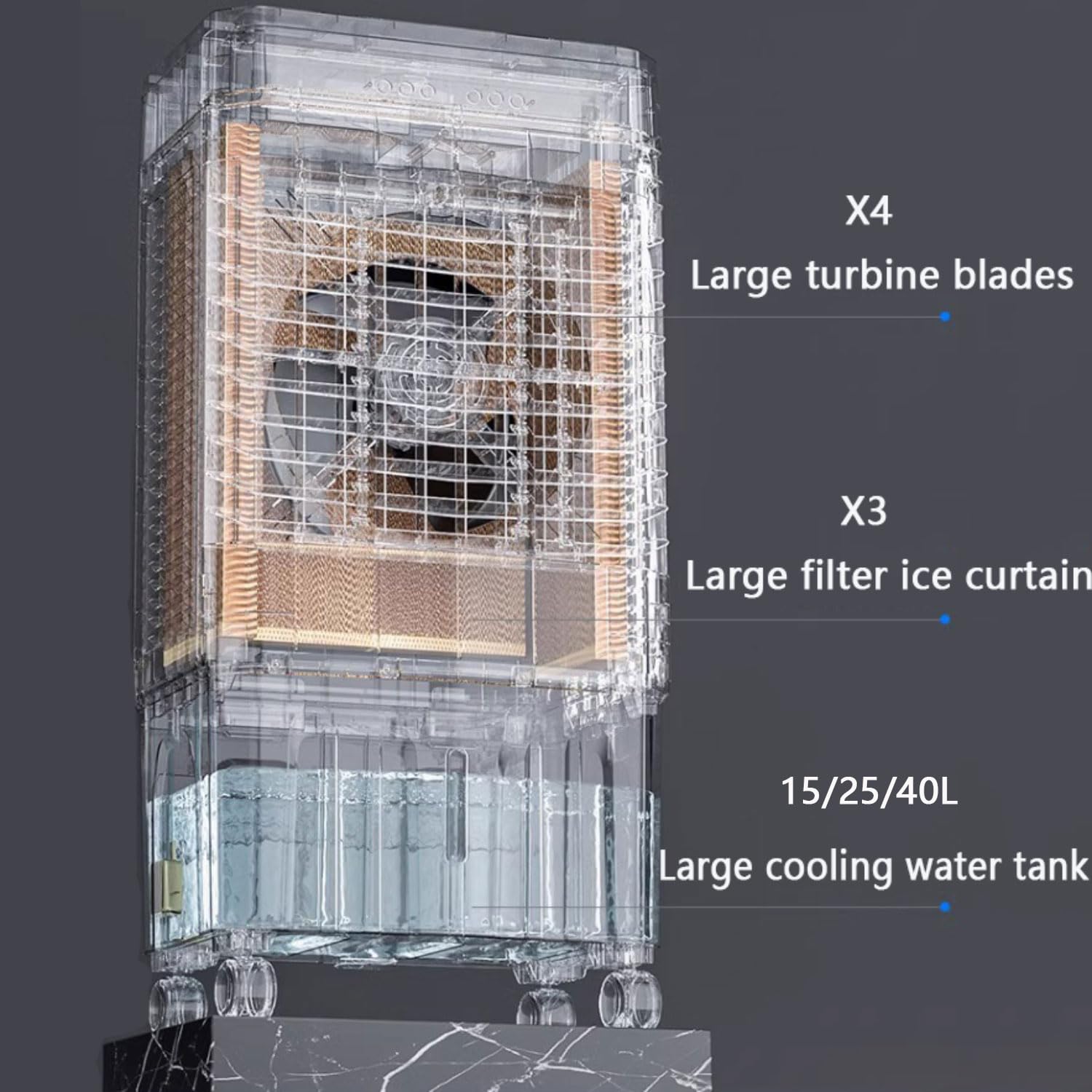 Przenośny klimatyzator z chłodnicą oscylacyjną, 3 prędkościami i timerem 12 godzin, duży zbiornik, bez węża, idealny do pomieszczeń i biur do 150㎡
