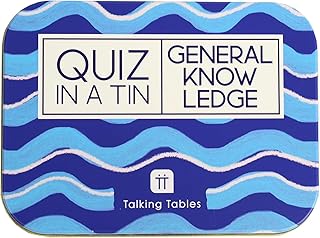 Talking Tables Quizspiel Allgemeinwissen 100 Karten 200 Fragen für Erwachsene & Kinder ab 14 Jahren Partyspiel Reisespiel Kartenspiel Kompaktformat Maße 10x10x5 cm