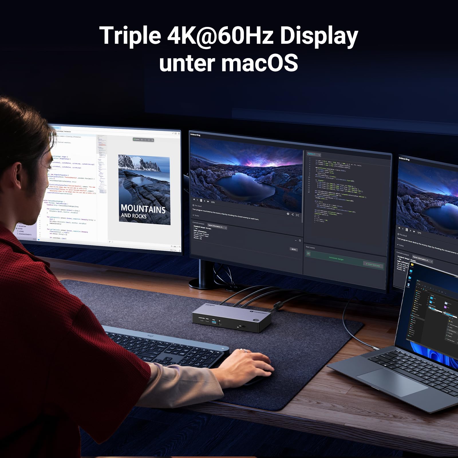 UGREEN Revodok Max 313 Thunderbolt 4 Dock 40Gbps Triple Display Docking Station(Triple 4K@60Hz, Single 8K Display), 13-in-1 Dockingstation mit 140W GaN-Ladeeingang, kompatibel mit Mac mini M4/M4 Pro