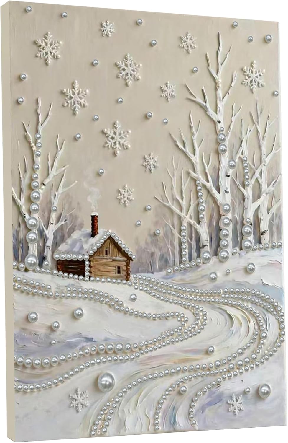 C'eitura Pearl Diamond Art Painting Kit for Adults - Snowy Field DIY Gem Art with Frame 11.8x15.75 Inch, Complete Beginner Craft, Home Decor Gift, Diamond Dots Picture