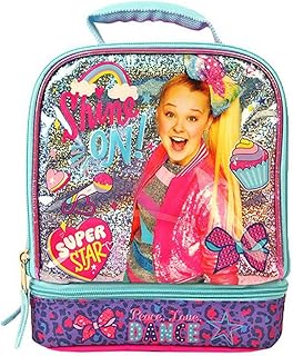 RALME Nickelodeon JoJo Siwa Lunch Box Kit with Insulated Dual Compartment for Girls