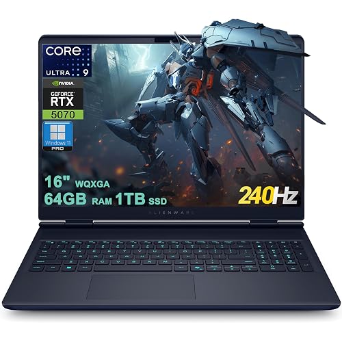 Dell Alienware 16X Aurora Gaming AI Laptop 16" WQXGA 240Hz (100% DCI-P3) Intel 24-core Ultra 9 275HX 64GB RAM 1TB SSD GeForce RTX 5070 (Up to 798 AI Tops) Thunderbolt Win11Pro
