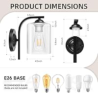 Vista 2 de CANMEIJIA Aplique de pared con 2 luces, accesorio moderno de iluminación de pared, luces de tocador de baño con lámpara de pared mate negra