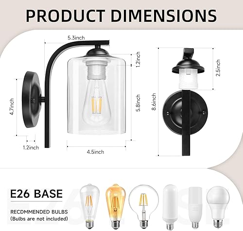 Miniatura 2 de CANMEIJIA Aplique de pared con 2 luces, accesorio moderno de iluminación de pared, luces de tocador de baño con lámpara de pared mate negra
