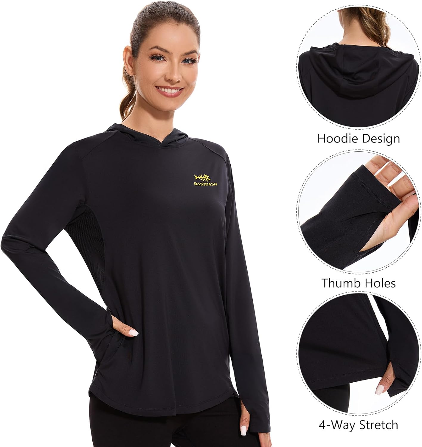 BASSDASH Women's UPF 50+ Long Sleeve Fishing Hoodie Shirt - Image 3
