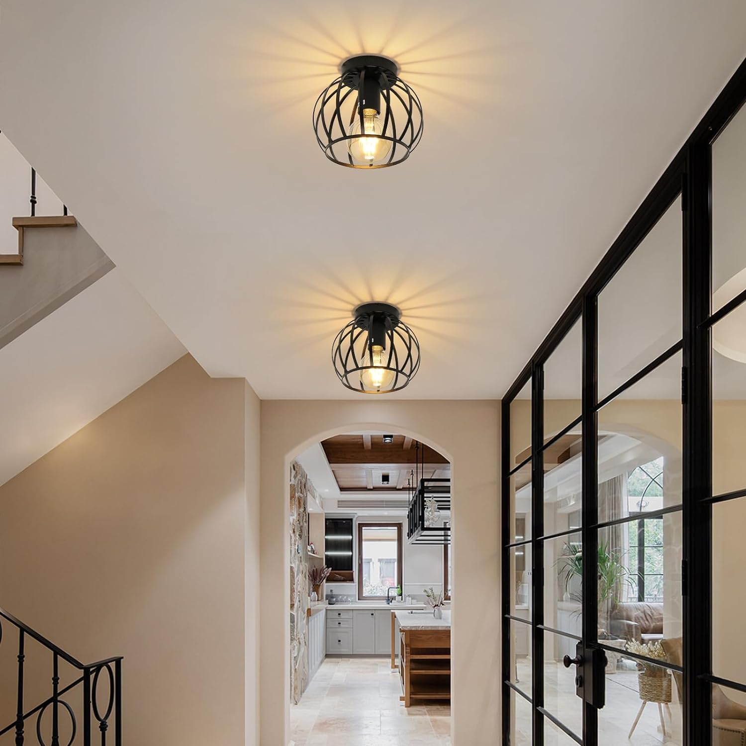 Plafoniera Vintage Semi-Incasso, Lampada Da Soffitto Industriale 3 - Foto 2