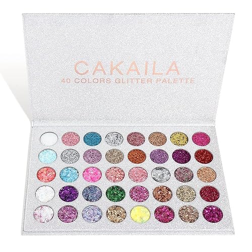 MEICOLY Paleta de sombras de ojos con purpurina, 40 colores pigmentados prensados minerales ultra brillantes con lentejuelas para la cara, paleta