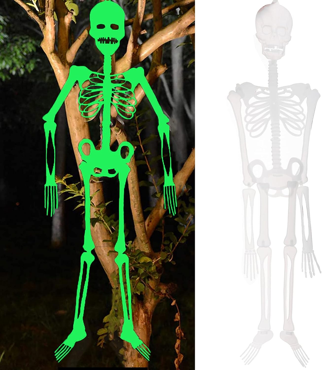 Skeleton Halloween Decoration Decor Posable - Luminous Noctilucent Life Size Plastic Skeleton, Outdoor Crazy Scary Hanging Props, Clearance
