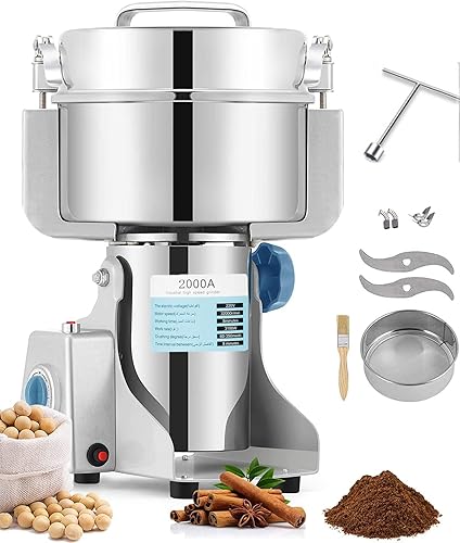 Marada Electric Grain Mills Grinder 110V Stainless Steel 2000g High-speed Pulverizer For Dry Coffee Nut Cereal Flour Corn Seeds Seasonings Wheat