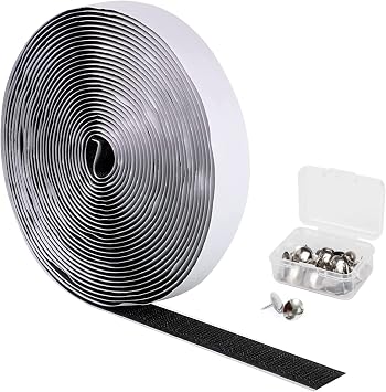 MAGZO Nylon Hook&Loop Strips for Magnetic Screen Door Heavy Duty, Strong Self-Adhesive Not Easy to Fall, Screen Door Fastener with 20PCS Pushpins 0.78 W x 22.63 Feet