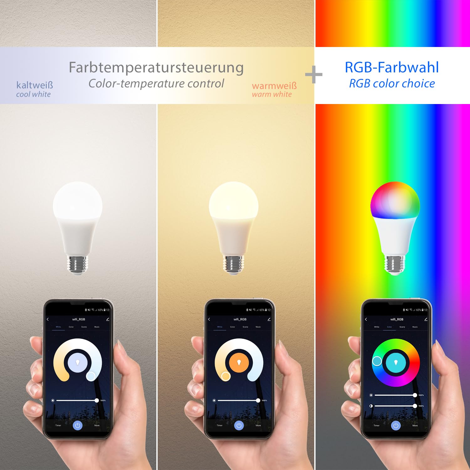 ledscom.de 2x Pollerleuchte PORU für außen, IP44, Gitter, 39cm, edelstahl, inkl. Smart Home RGBW E27 LED Lampe, 892lm