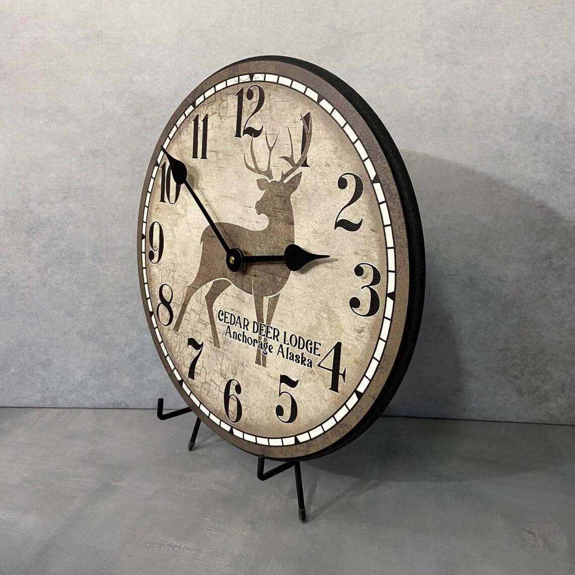 Personalized Cedar Deer Lodge Wall Clock | Ultra Quiet Quartz Mechanism | Hand Made in USA Beautiful Crisp Lasting Color | Comes in 8 Sizes (Black Hand, 18 Inches)