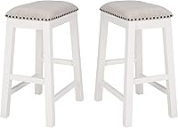 Vista 3 de Safavieh Home Collection Aero - Taburete blanco para mostrador de 25 pulgadas (juego de 2)