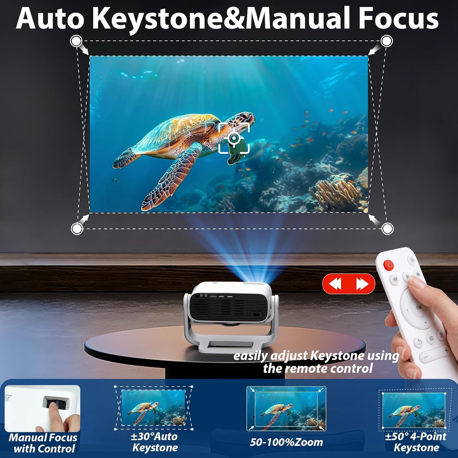 Videoproiettore con Applicazione Integrata - Wielio Proiettore Portatile Full HD 1080p, Android 11 WiFi6 BT5.2, Correzione Automatica del Trapezio, compatibile con iOS Android HDMI, Sistema Home