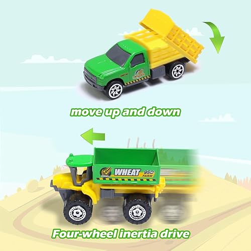 Miniatura 4 de Oriate Juego de 6 juguetes de coche de granja de fundición a presión para niños, cosechadora, transportadora, camión, rociador, juguetes de granja