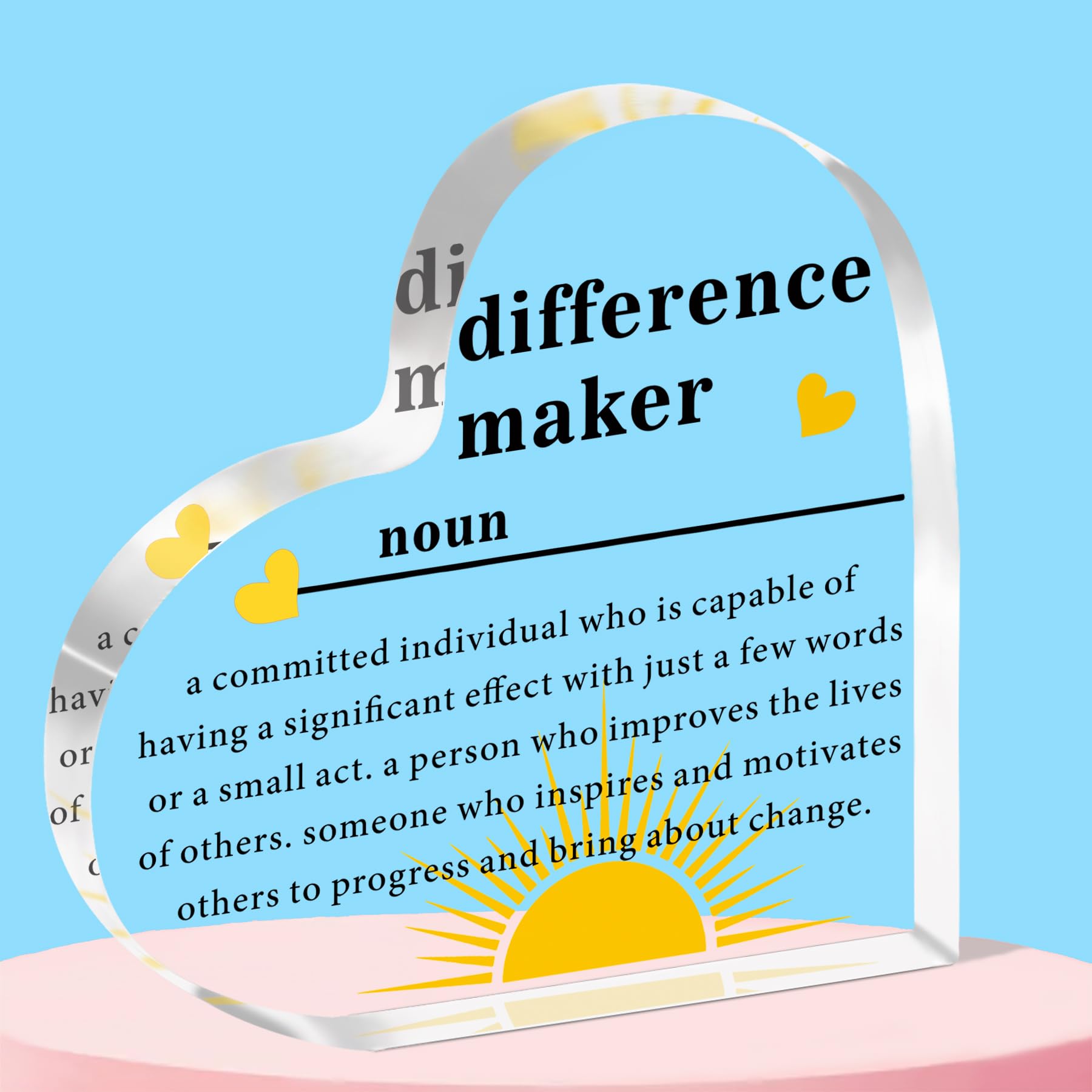QMVMV Difference Maker Gifts for Teacher Mentor Coach Boss, Difference Maker Definition Clear Acrylic Desk Decorative Sign for Home Office