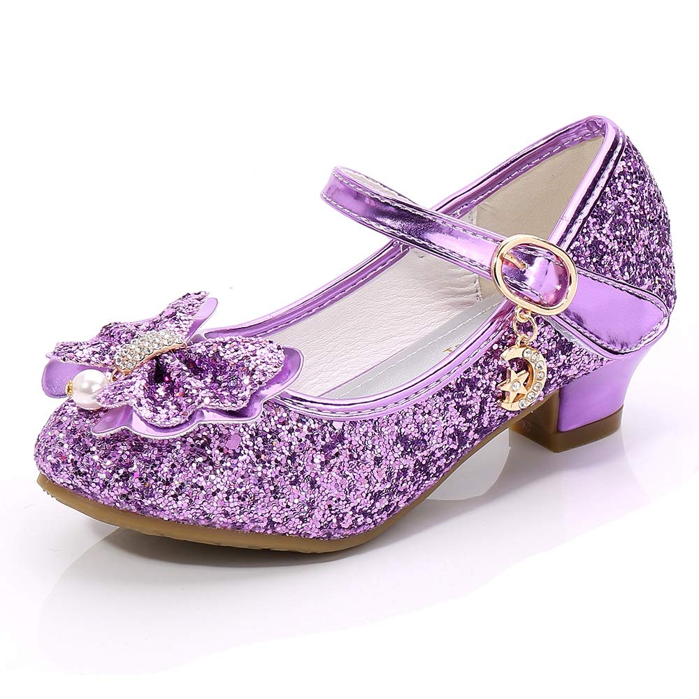 YING LANGirls Cosplay Dress Wedding Party Shoes Glitter Sequins Low Heel Mary Jane Princess Shoes