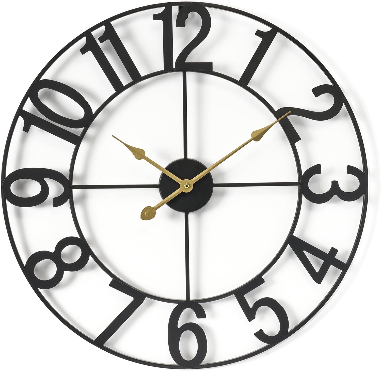 Sorbus 24 Inch Black Metal Large Wall Clock - Oversized Analog Decor for Living Room, Kitchen, Bedroom, Office Wall Decor