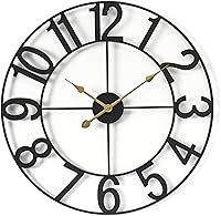 Sorbus 24 Inch Black Metal Large Wall Clock - Oversized Analog Decor for Living Room, Kitchen, Bedroom, Office Wall Decor
