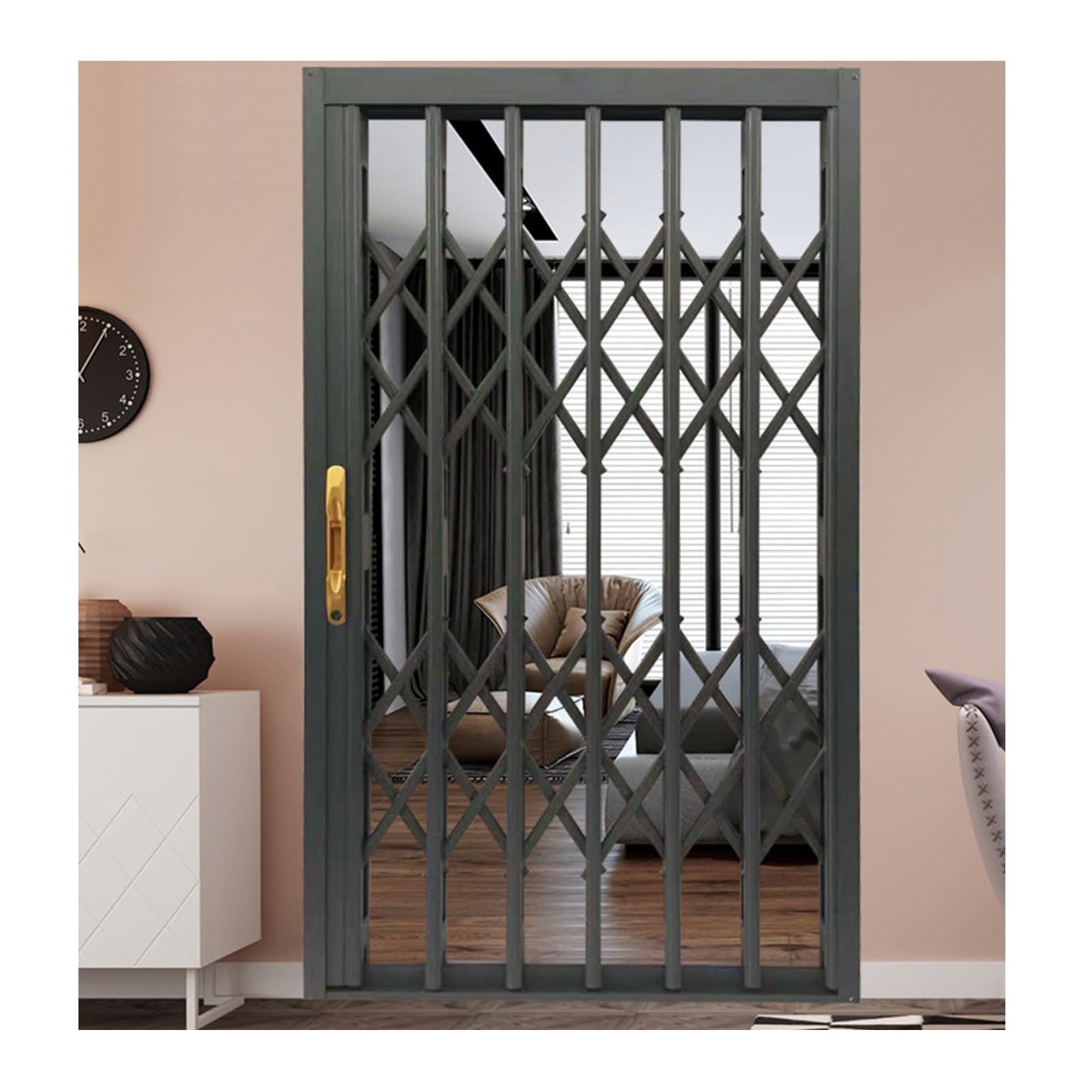 Reja de seguridad plegable para balcón: proteja su hogar con doble gancho seguro