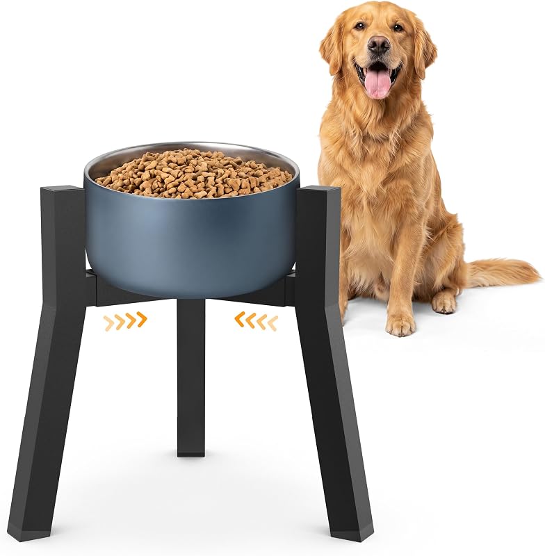 Comedouro Elevado Ajustável para Cães Kigaro, Suporte Metálico Individual com Altura de 20,32 cm — CWJ00-08