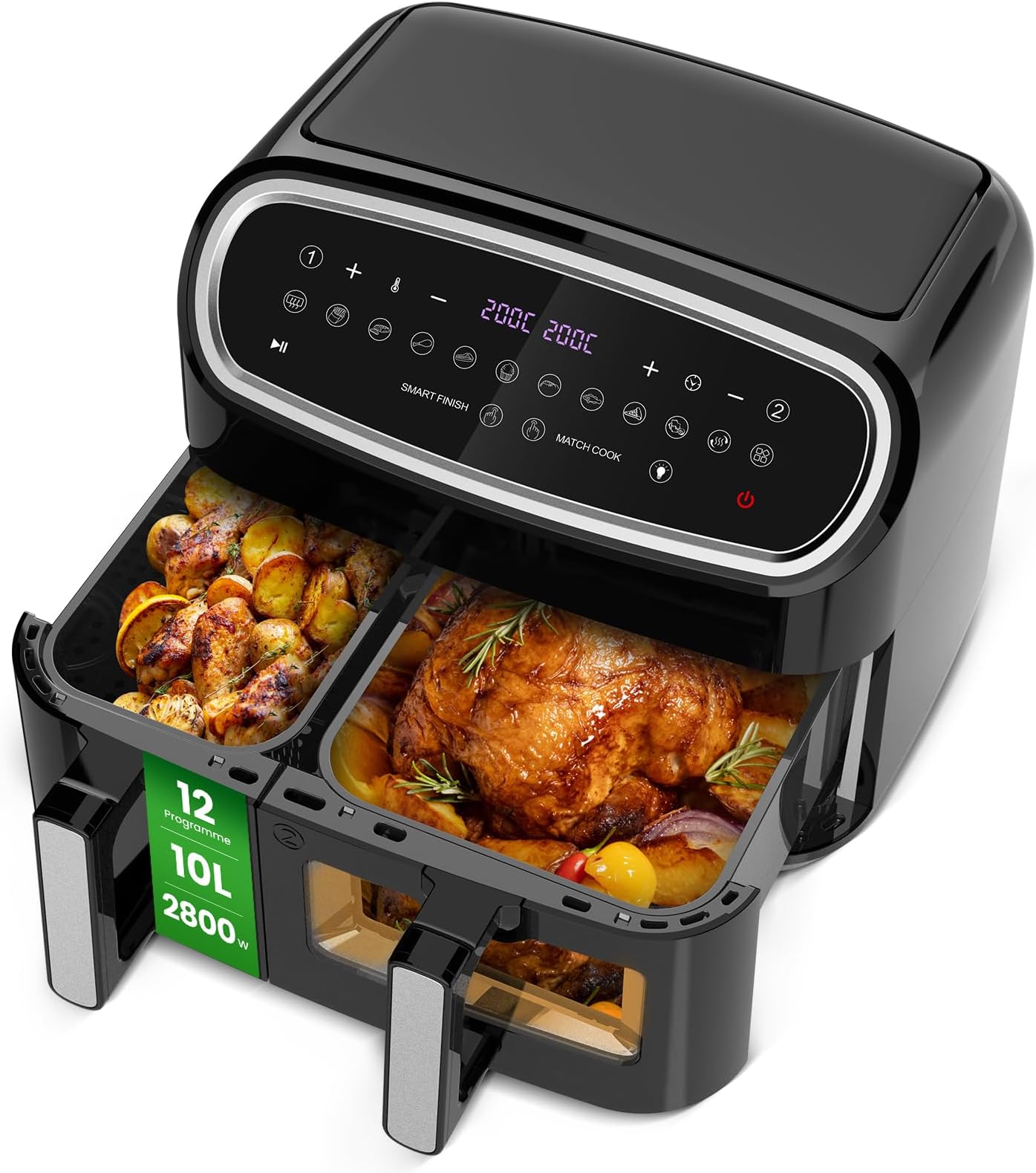 Berdsen Heißluftfritteuse XXL 8L - Airfryer Mit Touchscreen & Sichtfenster 1700W