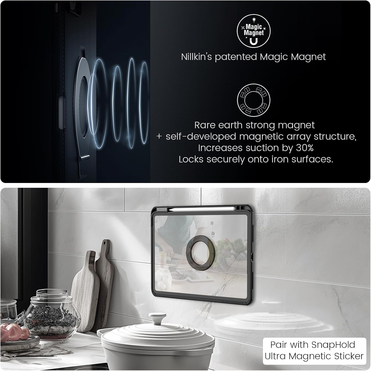 Nillkin for iPad Air 11 inch Case M3 2025 / M2 2024 & iPad Air 5th/4th/iPad Pro 2020 2022 Case, Adjustable Portrait/Landscape Magnetic Stand, Pencil Holder, Sliding Camera Cover