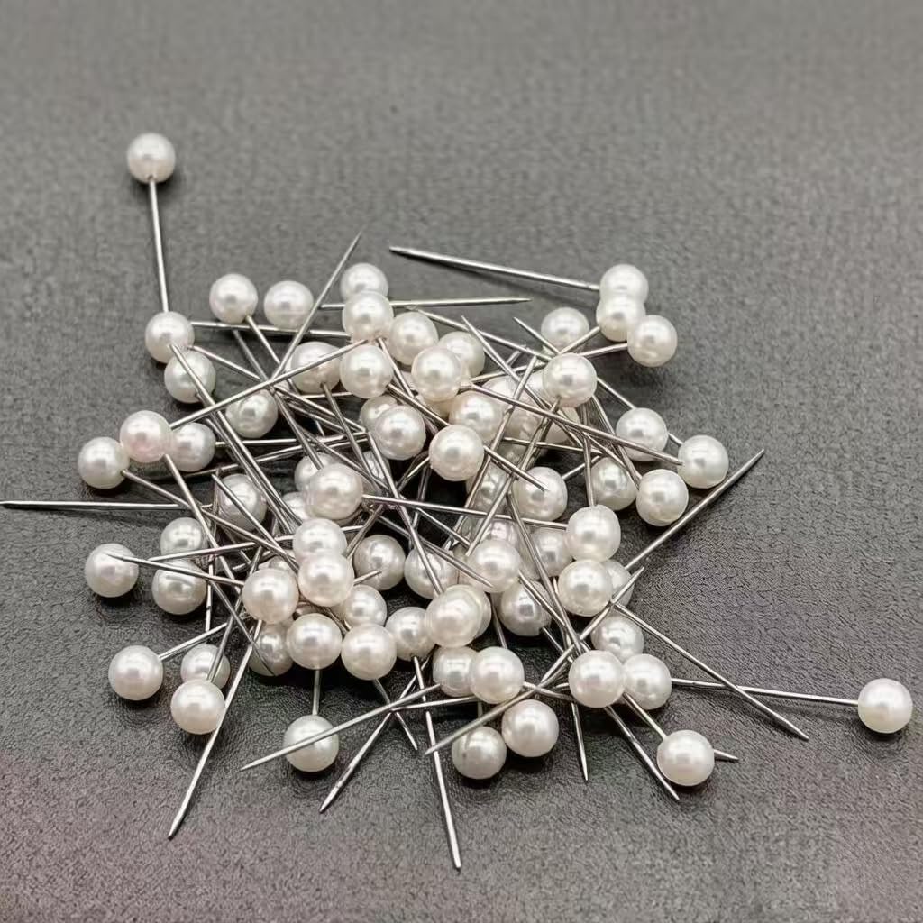 940PCS Sewing Pins, 1.2in Straight Pins with Plastic Pearl Head, White Corsage Stick Pins for DIY Sewing Craft Dressmaker Jewelry Decoration Fabric