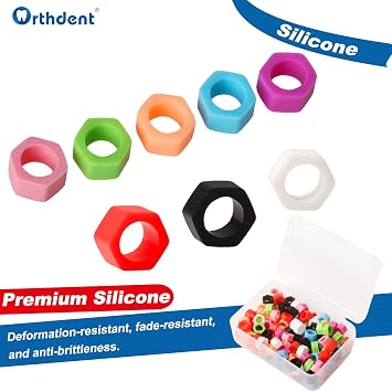 100Pcs Dental Code Rings Orthodontic Silicone Ring Autoclavable Code Mixed Color Instrument Large Small (Small White)