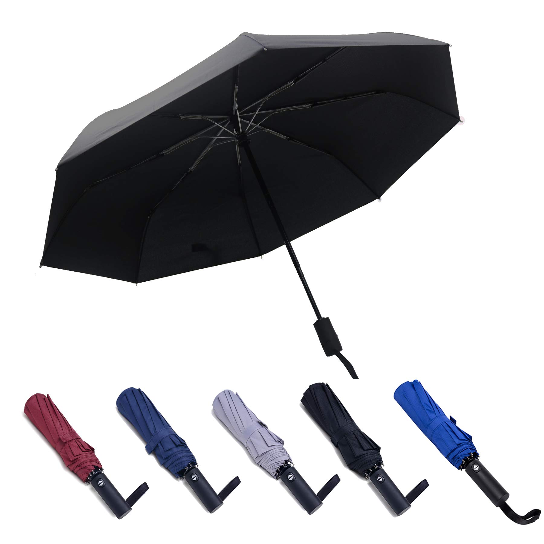 AGLIFEFY1 & 2 PacK Compact Travel Small Umbrella Windproof Collapsible Auto Open & Close Folding Mini Umbrella