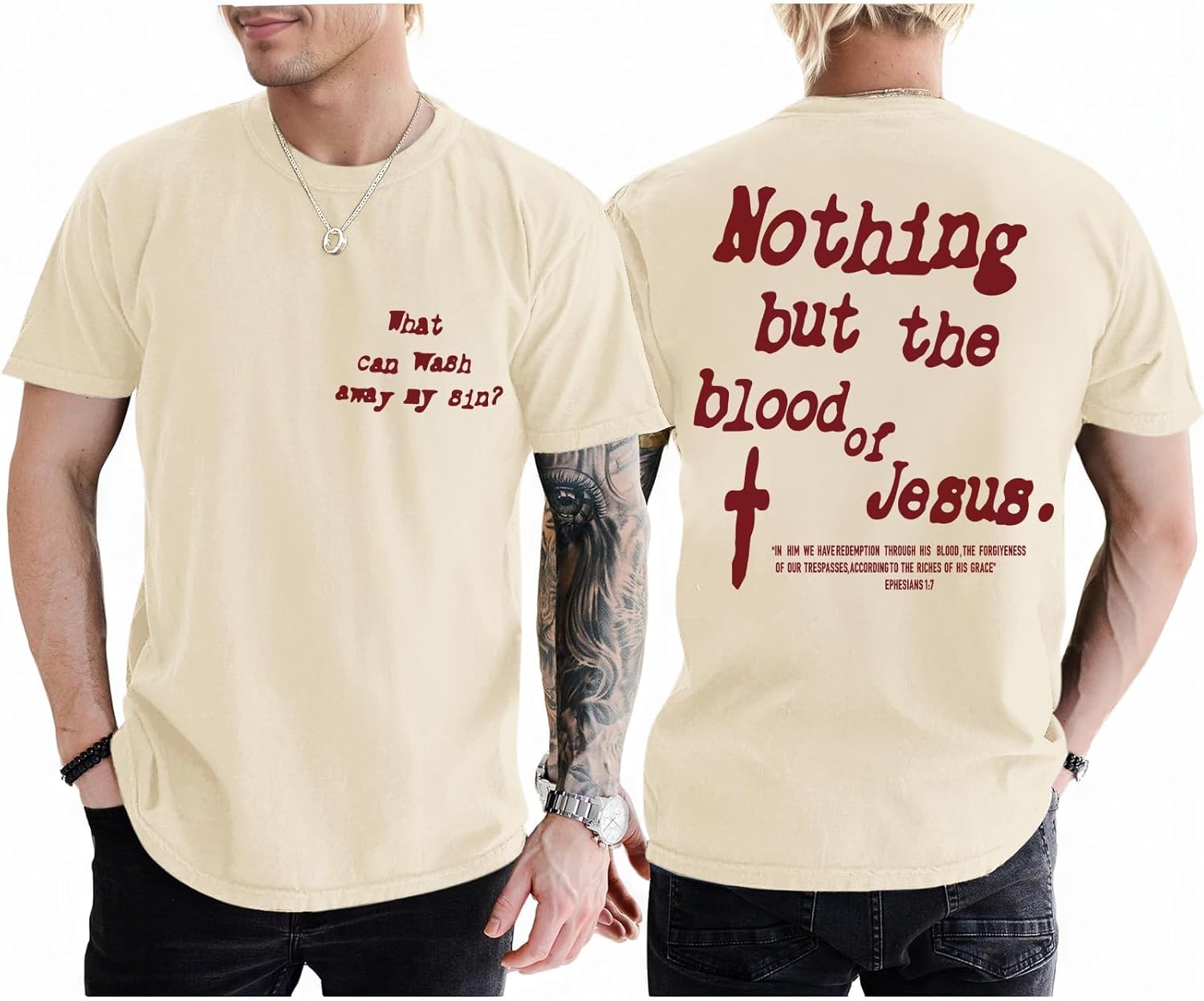 Christian Shirts for Men Religious Faith Bible Verse T Shirt Jesus God Inspirational T-Shirt Cross Graphic Tee Top