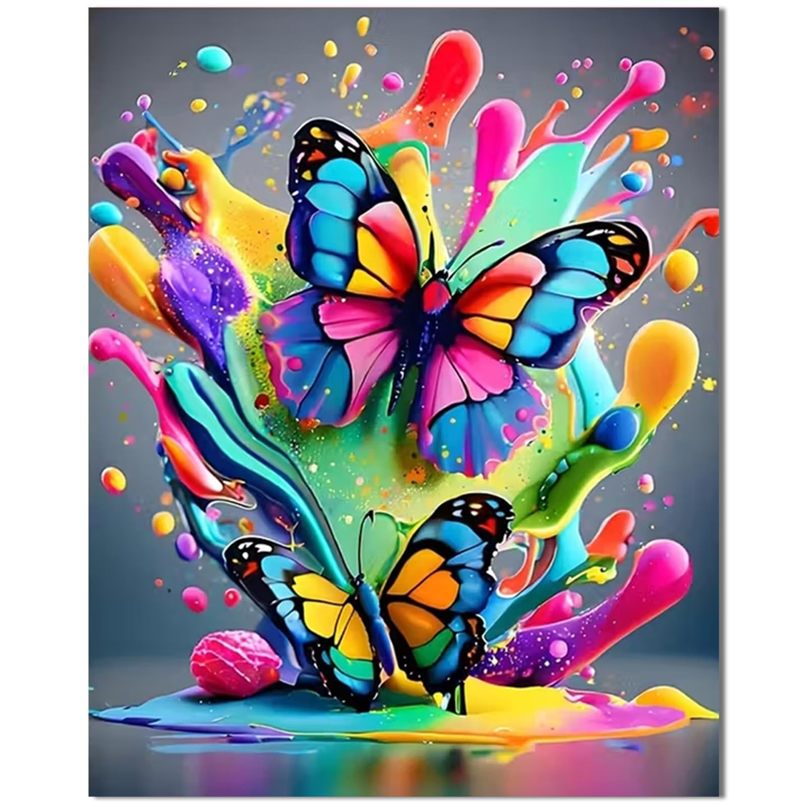 Qiukoo Malen nach Zahlen Erwachsene Schmetterling 40x50 cm - Malen nach Zahlen Kinder ab 9 Jahren - DIY Handgemalt Ölgemälde Kit - Paint by Numbers für Anfänger, Geschenk & Wanddekoration