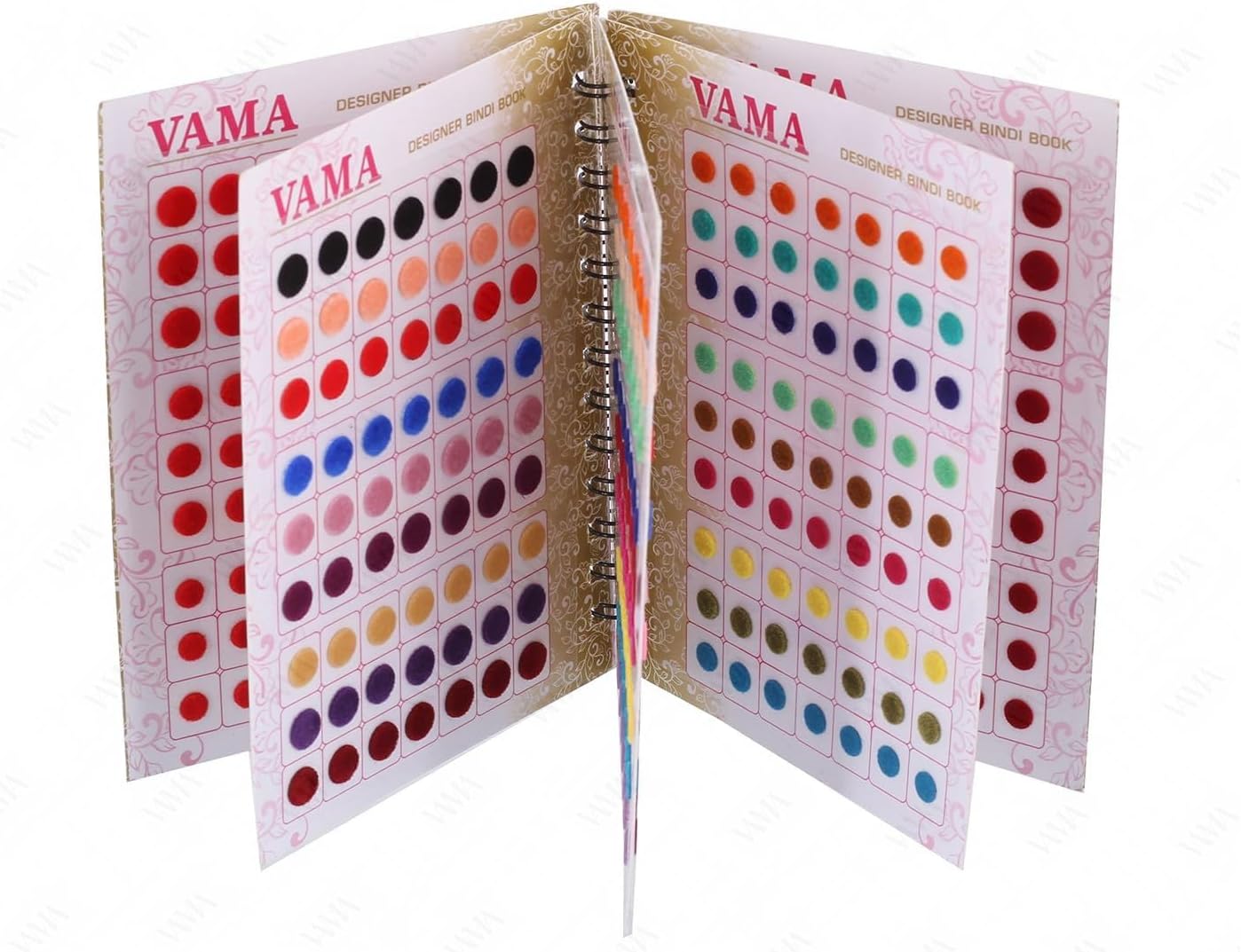 VAMA Fashions Premium Velvet Round Forehead Stickers Kumkum Bollywood Bindi Booklet for Women (Medium Bindi Small Book - 504 Bindis) Medium Size Bindis Multicolor
