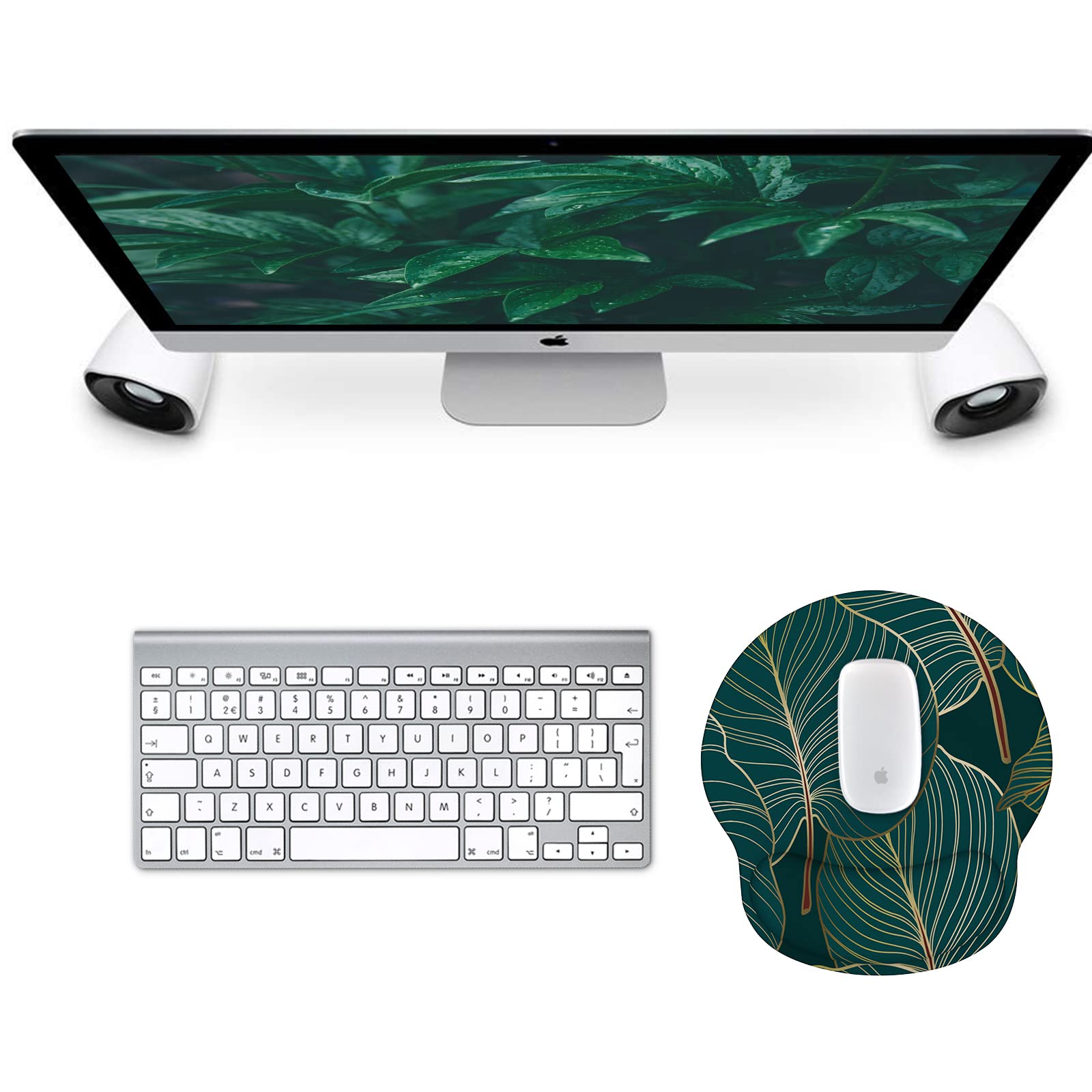 Tappetino Mouse Poggiapolsi,Gaming Mouse Pad Ergonomico in Gel,Supporto per Polso per Computer per il Gioco, Mousepad con Base in PU Antiscivolo (A-Piante Tropicali)