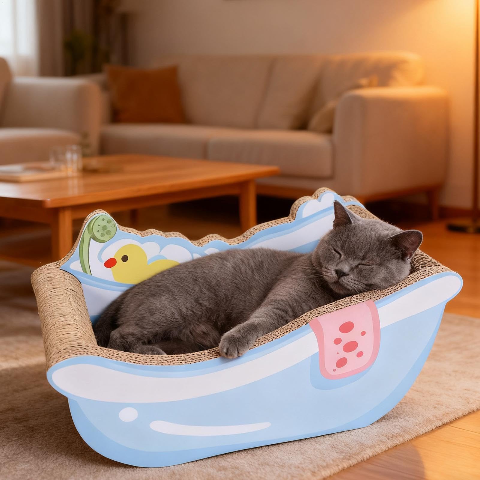 cestino per gatti – con tagliere in cartone ondulato – di sonno a forma di gatto – per gattini cuccioli di cane animale domestico interno soggiorno balcone appartamento