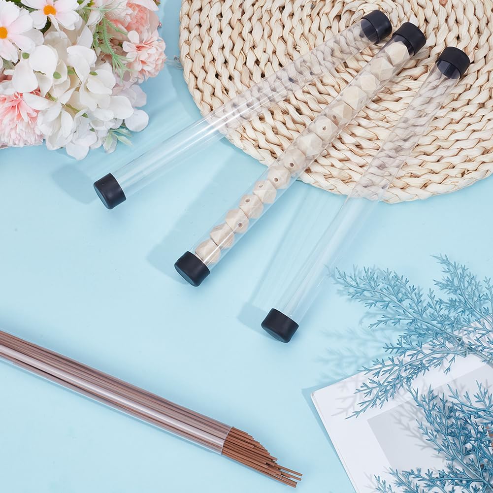 6Pcs 8.78 Inch Bead Storage Tubes with Lids Long Container Plastic Tubes Clear Seal Transparent PVC Holder Portable Round Tubing Empty Capacity Set Bottom for Incense Sticks Salts Glitter