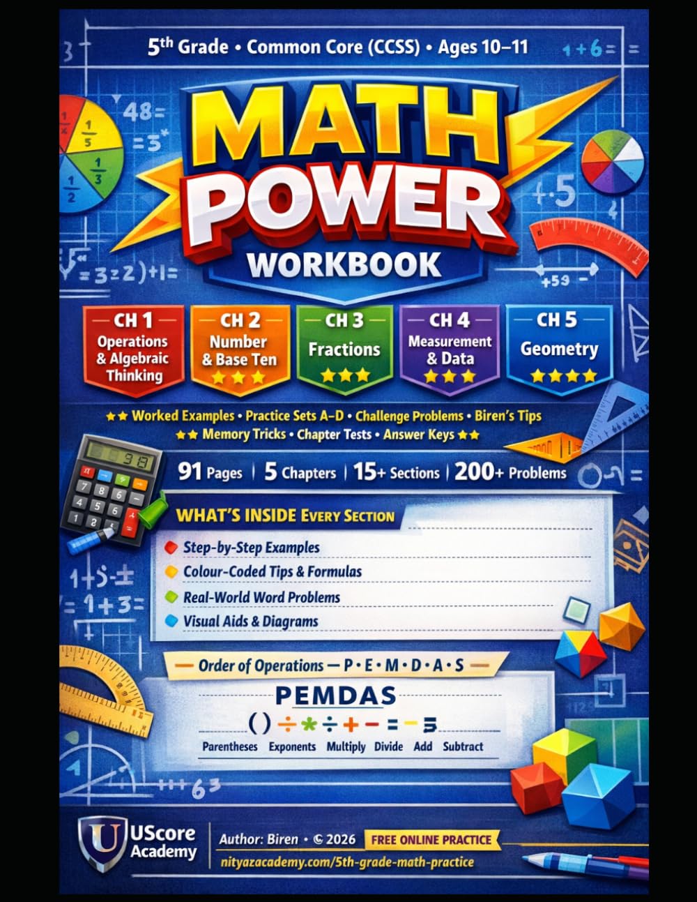 Math Power Workbook: 5th Grade Common Core Mathematics