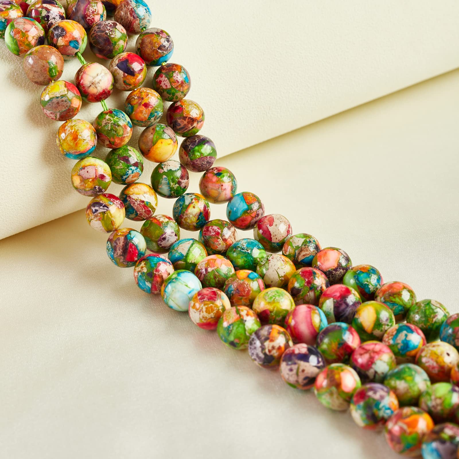 35pcs 10mm Natural Colorful Imperial Turquoise Beads Gemstone Beads Round Loose Beads for Jewelry Making