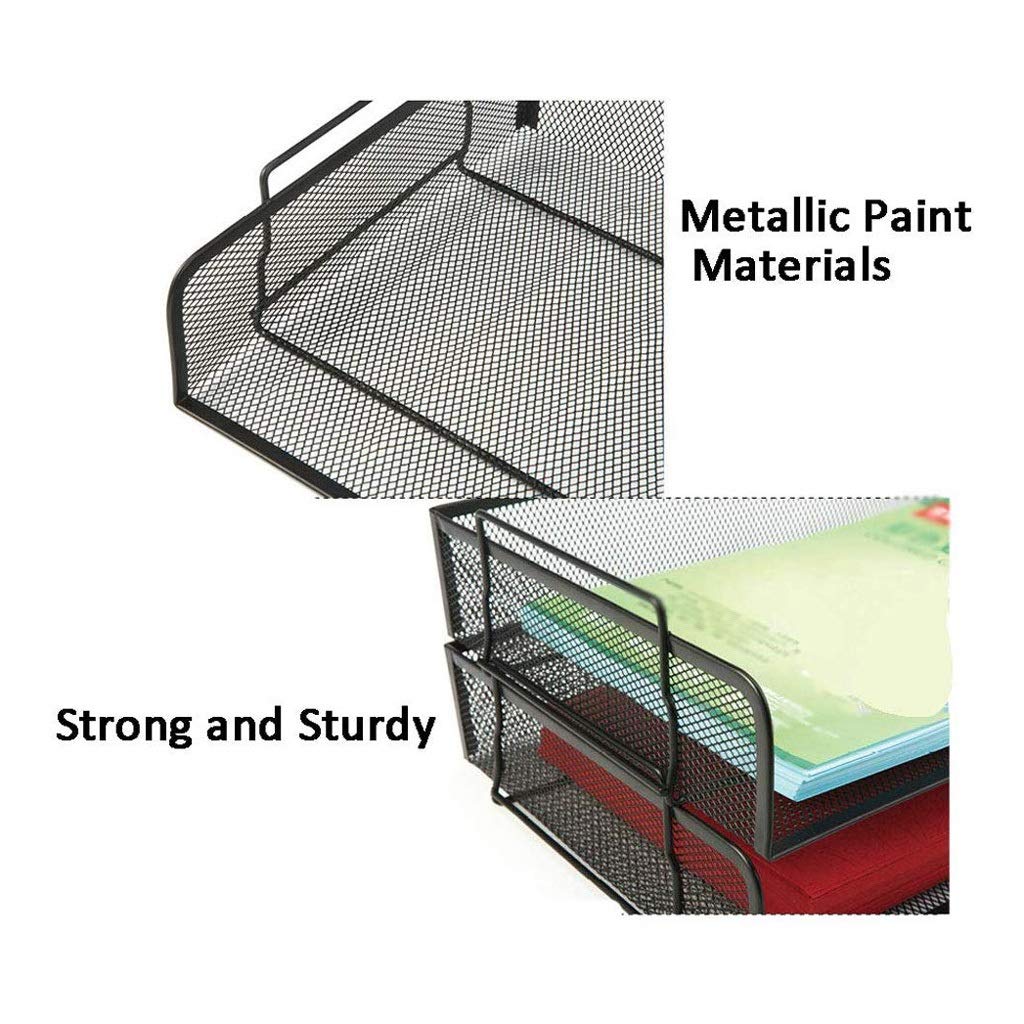 Desk File Organizer,Desktop Organizer File Sorter Uchwyt na teczki na czasopisma Artykuły biurowe Biurko Organizer do poczty Czarny metalowy organizer z siatki Małe uchwyty na dokumenty Organizer na l