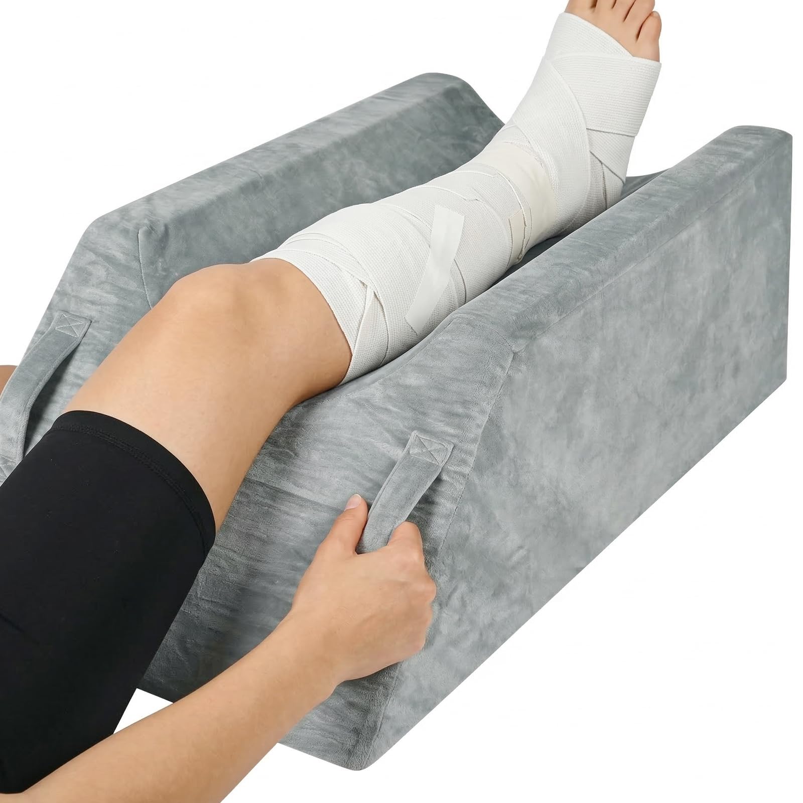 Gaethra Leg Elevation Pillow, Memory Foam Pillow with Removeable, Washable Cover, Leg Rest Pillow for Sleeping, Blood Circulation, Leg Swelling Relief and Sciatica Pain Relief