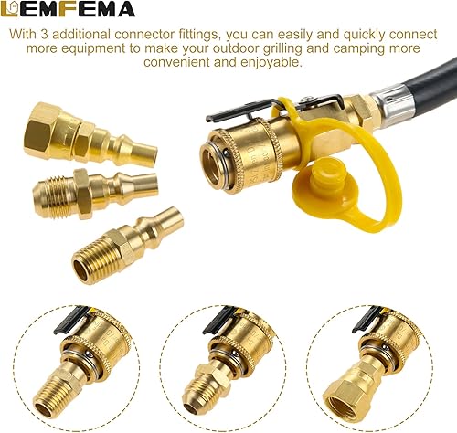 Miniatura 5 de Válvula reguladora de gas de tanque de propano de baja presión de 1 libra con válvula de cierre de conexión rápida de 1/4 pulgadas, incluye bengala