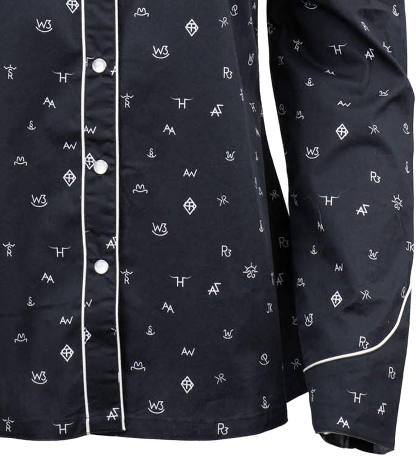 Outback Trading Company Women's Cattle Brand Shirt | 100% Cotton Long Sleeve Western Shirt | Pearl Snaps & Cattle Brand Print