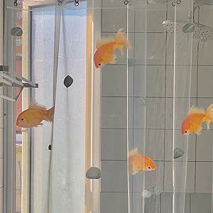 KINGMINOS Goldfish Shower Curtains Clear, Underwater World Fish Shower ...