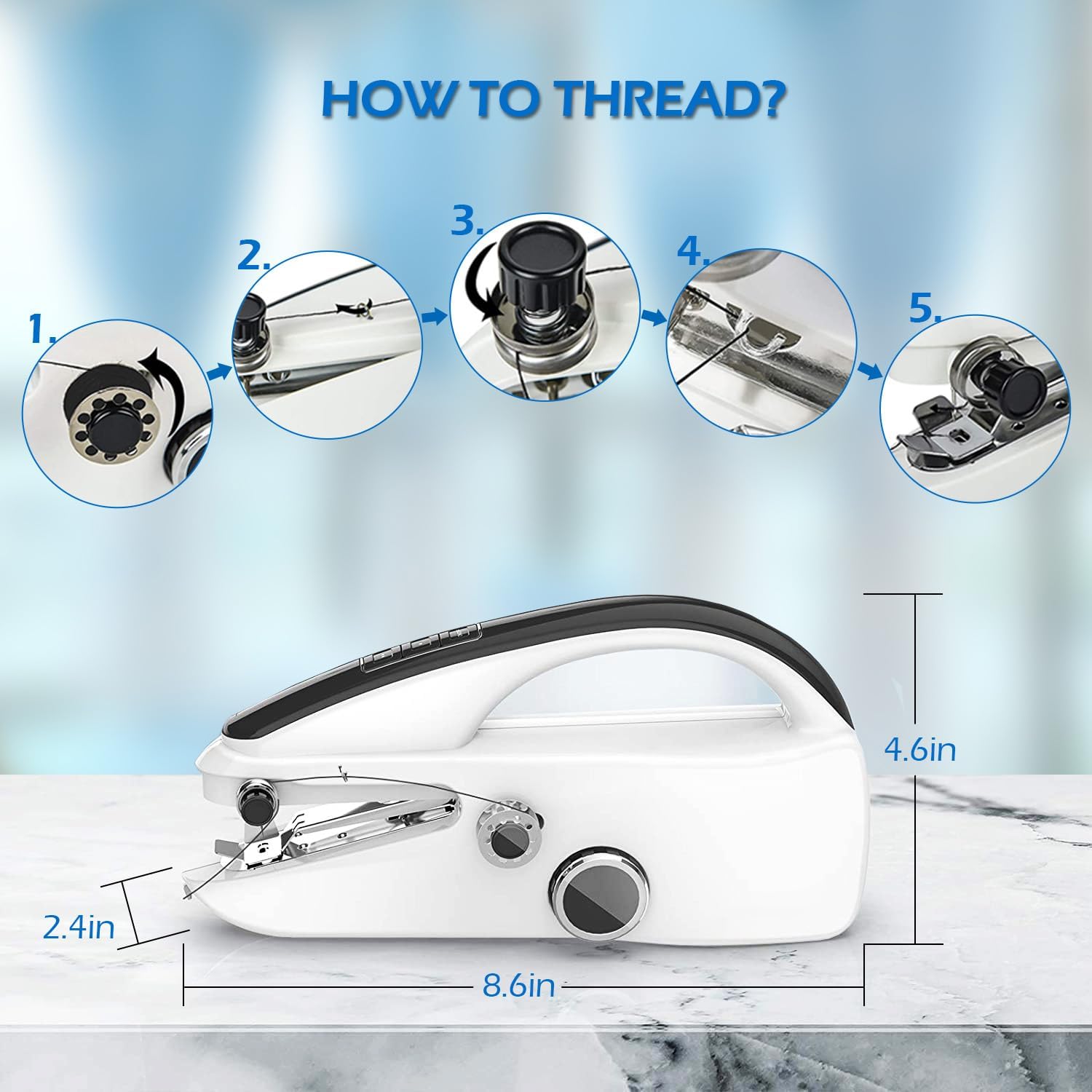 Handheld Sewing Machine for Beginners, Portable Mini Hand Sewing Machine for Quick Stitching, Electric Lightweight Easy to Use, Travel & DIY, Emergency Repairs for Clothes & Fabrics Black - Image 3