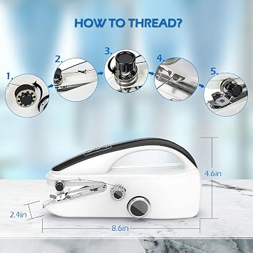 Handheld Sewing Machine for Beginners, Portable Mini Hand Sewing Machine for Quick Stitching, Electric Lightweight Easy to Use, Travel & DIY, Emergency Repairs for Clothes & Fabrics Black