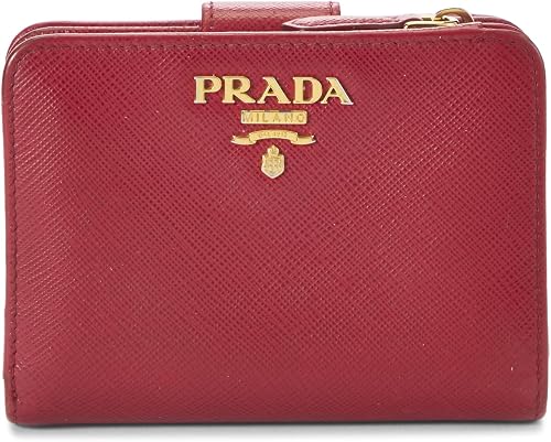 Pre-loved Red Saffiano Compact Wallet, Red