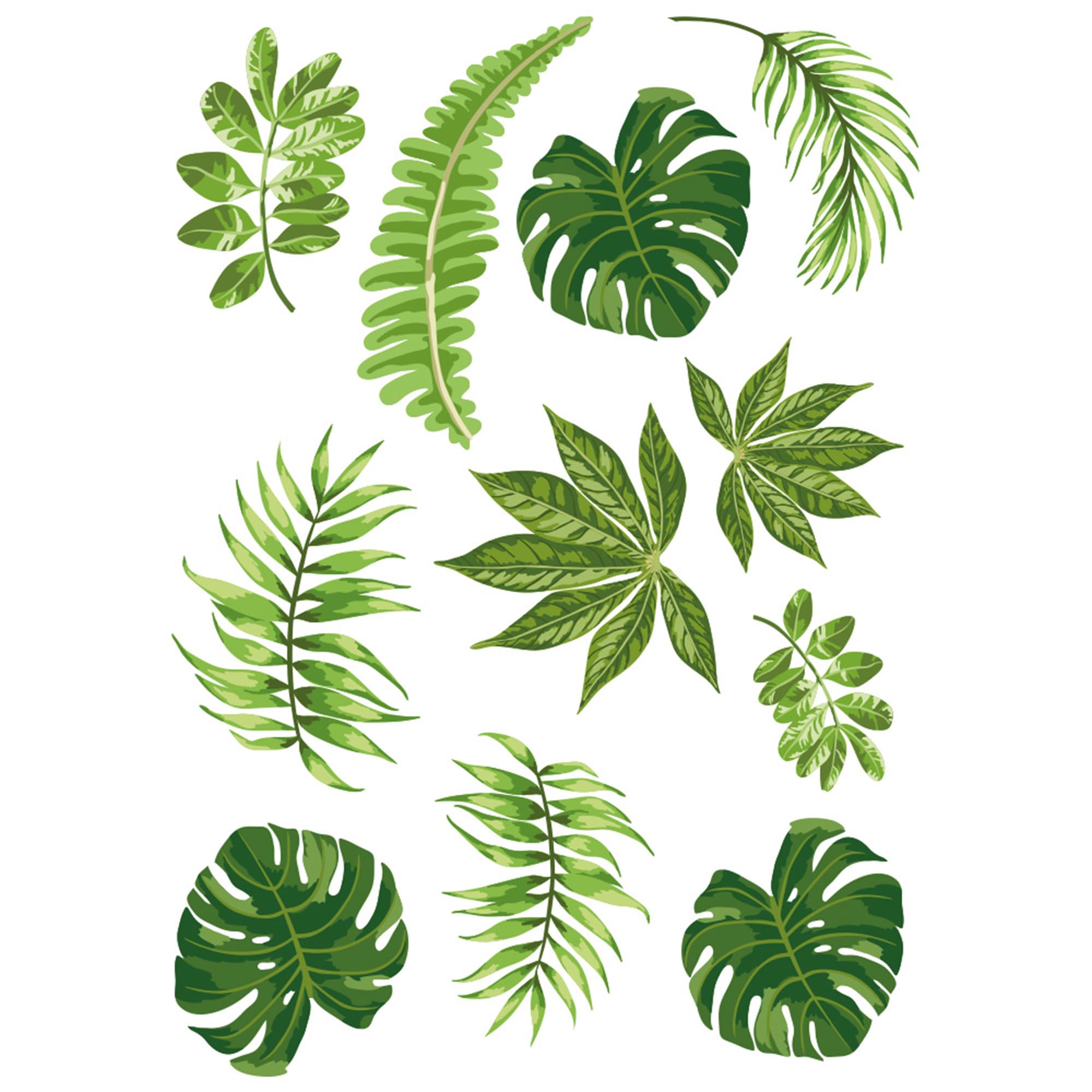 Sticker feuilles tropicales vertes : masquez les imperfections murales